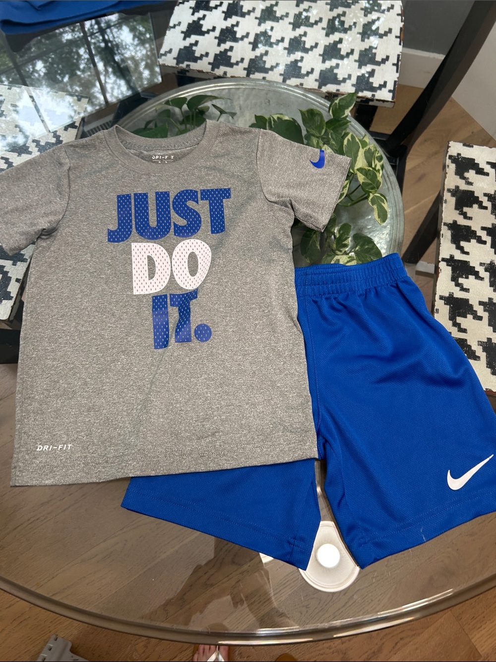 Nike Grey and Blue 'Just Do It.' Kids Athletic Set